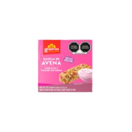 Barras de avena sabor cereales y yogurt de fresa Granvita